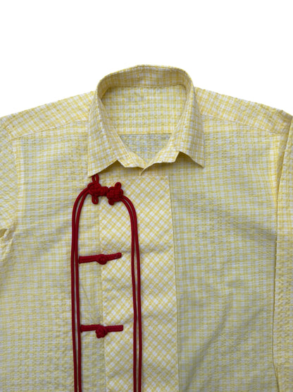Cheongsam yellow check100% Cotton Shirt