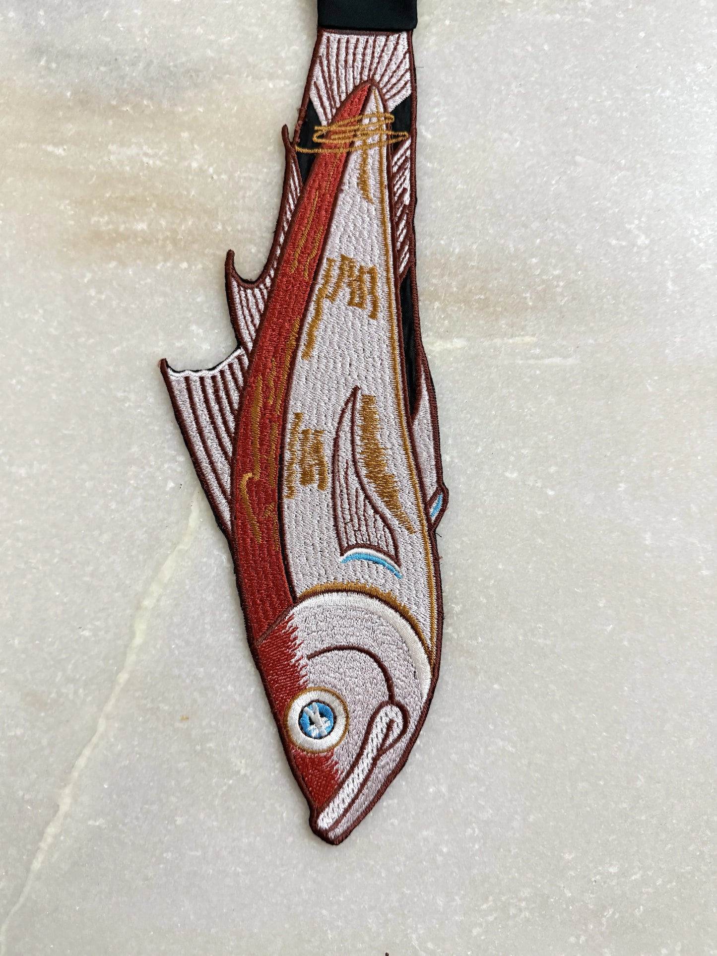 Embroidered fish tie