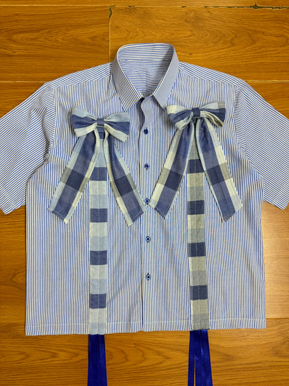 Blue Bow 100% Cotton Shirt