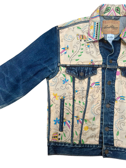 Upcycled Kantha Saree Denim Jacket