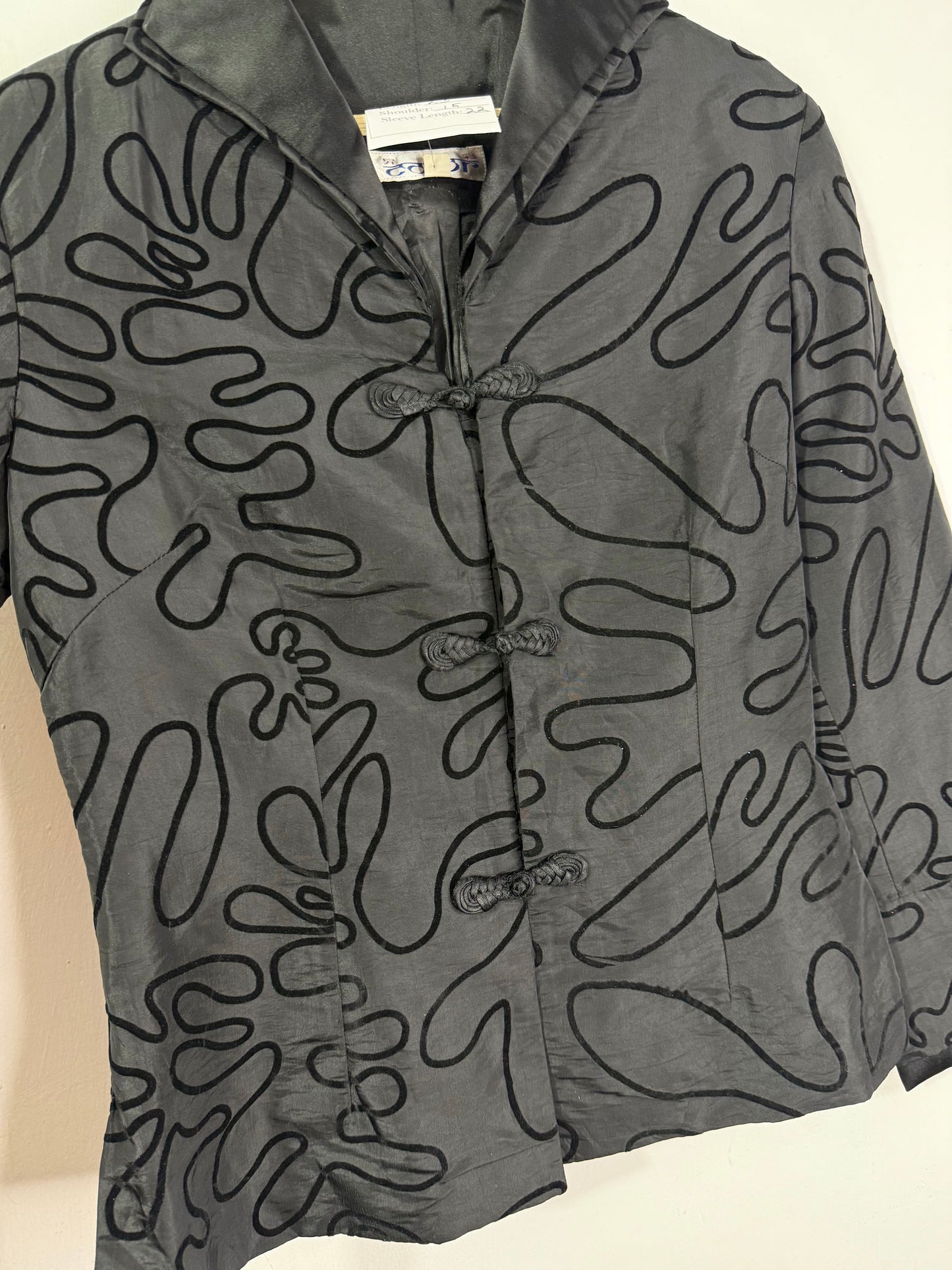 Black Embossed Line Art Embroidered Vintage Jacket