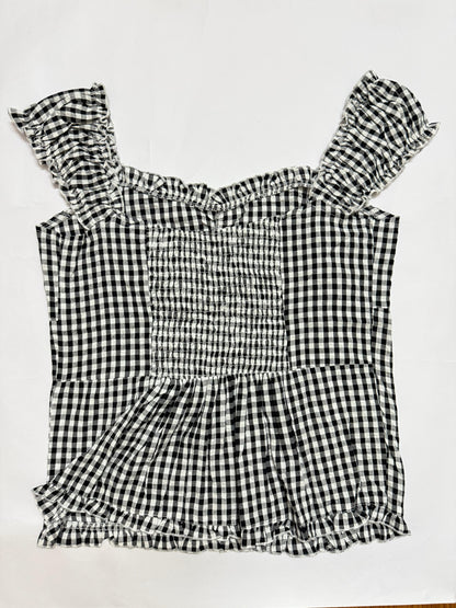 Check Black Crop Top