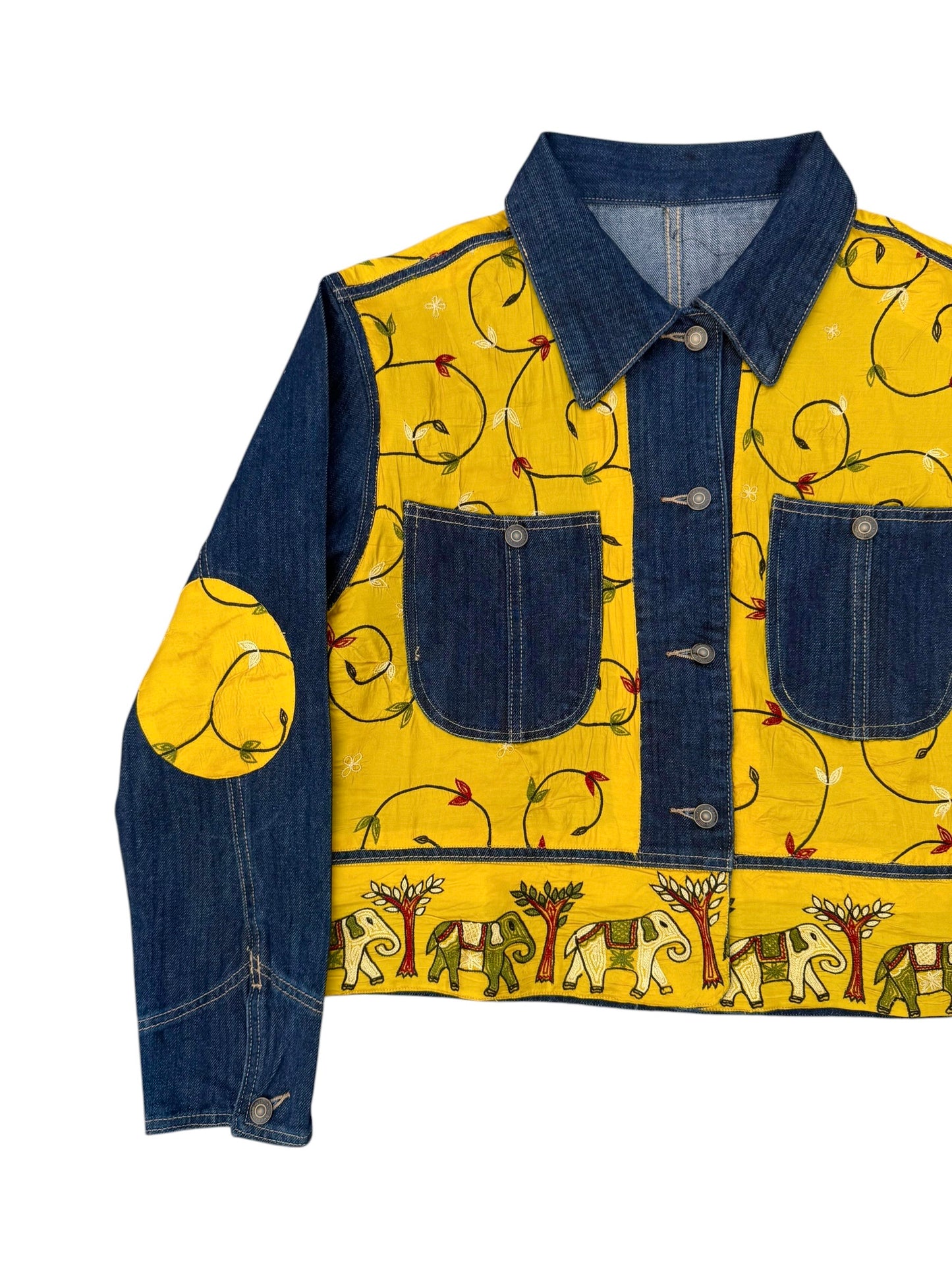 Upcycled Kantha Saree Denim Jacket