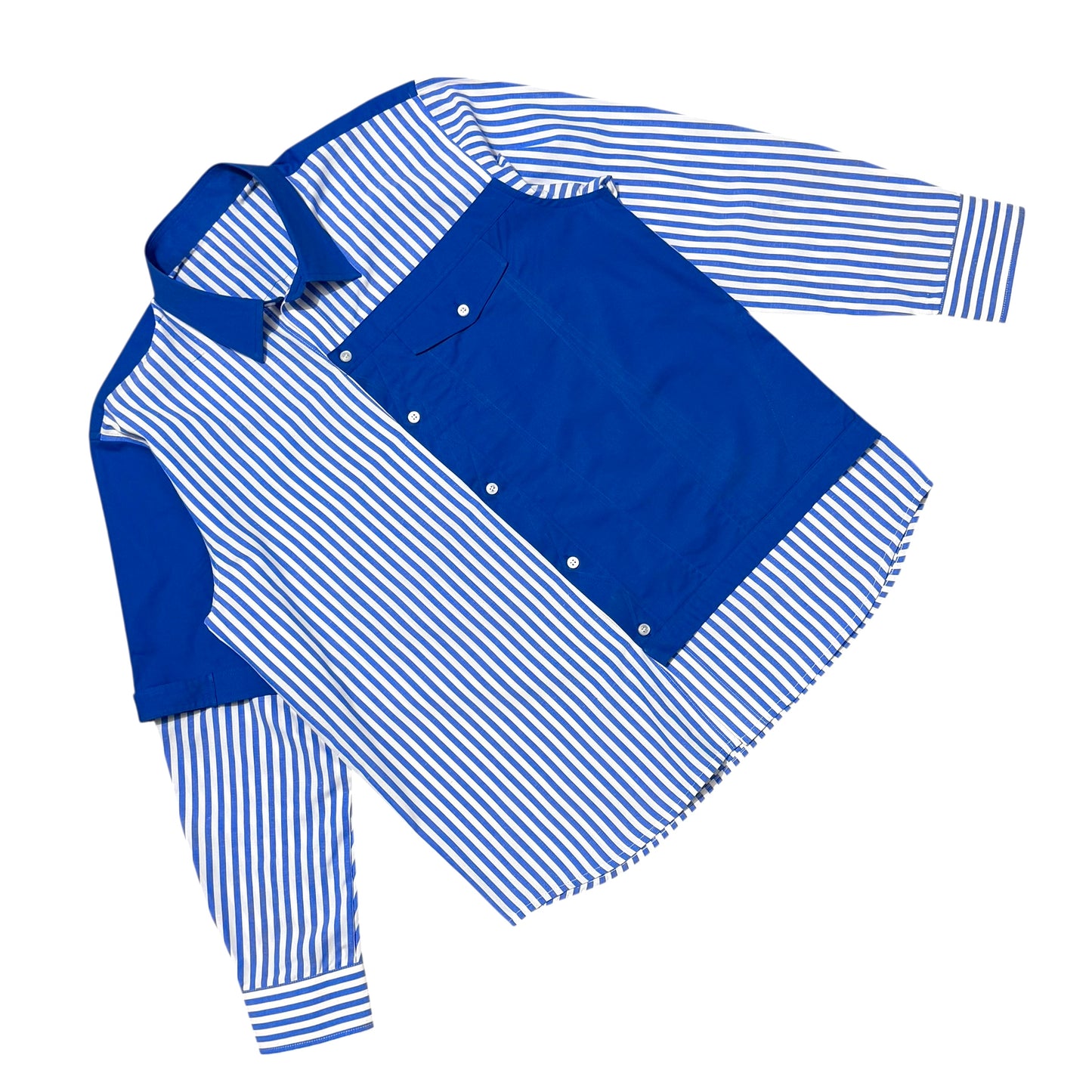 Blue Divided Cotton Shirt
