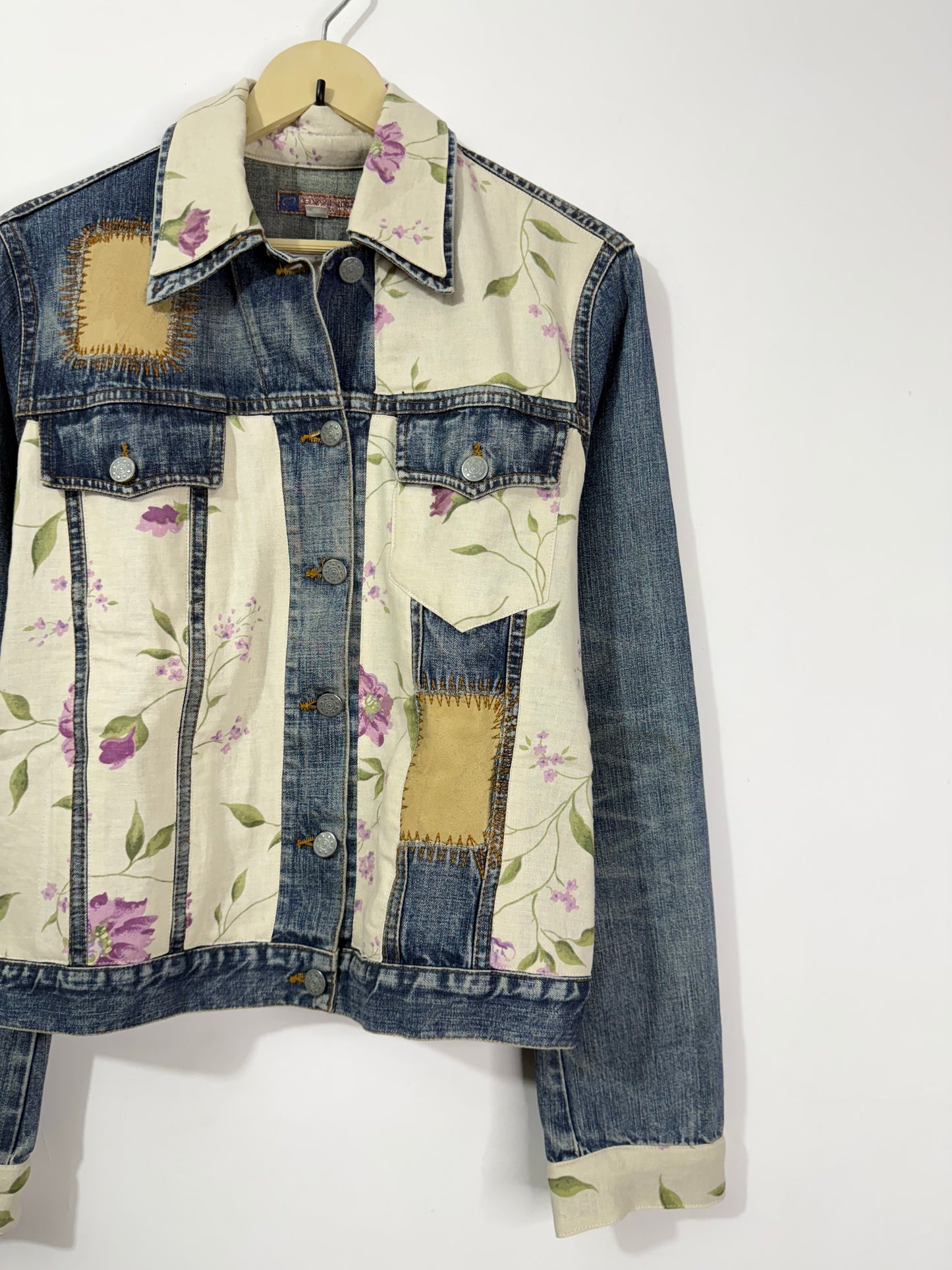 Customised silk patch Denim Jacket