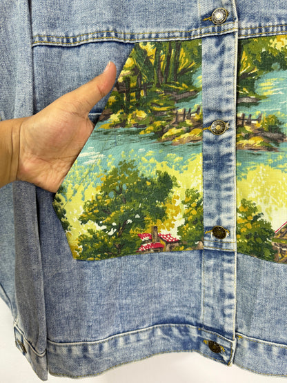 Customised tapestry patch Denim Jacket
