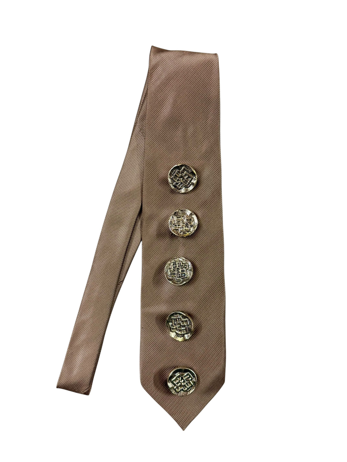 Golden button Handmade Vintage Silk Tie