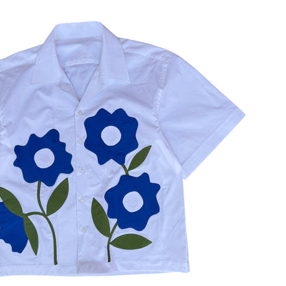 Blue Flower Patch 100% Cotton Shirt