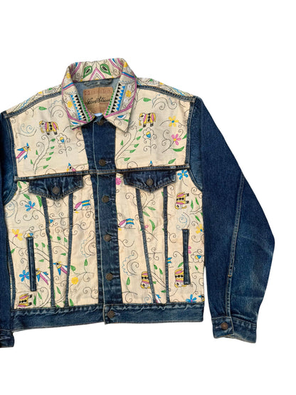 Upcycled Kantha Saree Denim Jacket