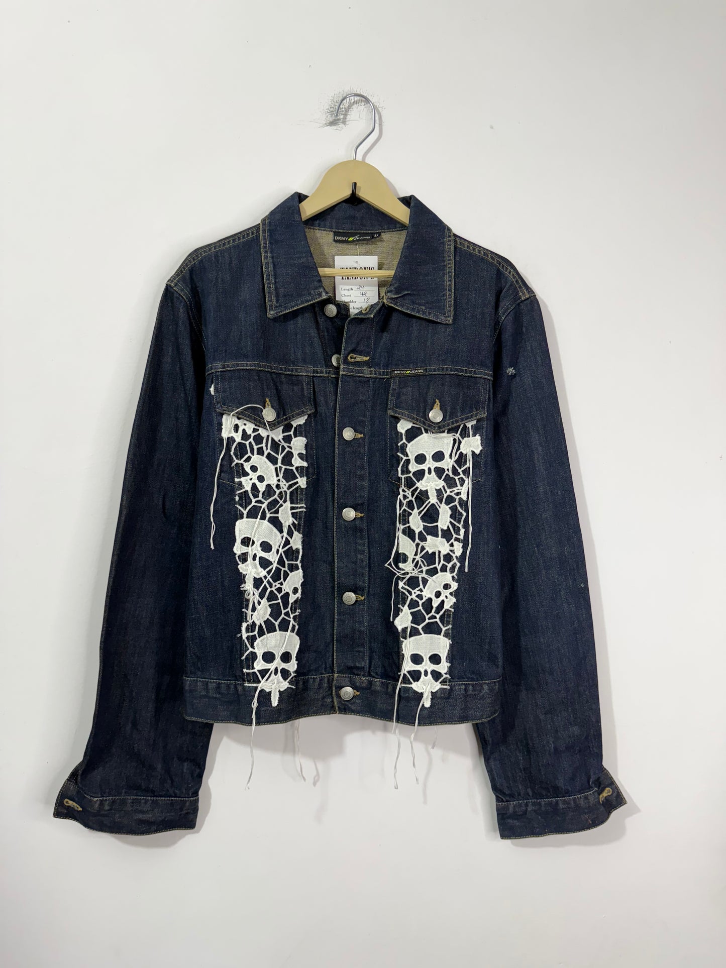 Customised cutwork skeleton patch denim Jacket