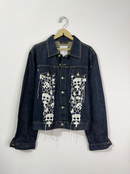 Customised cutwork skeleton patch denim Jacket