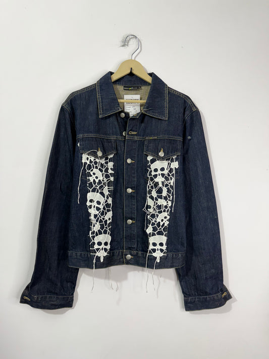 Customised cutwork skeleton patch denim Jacket