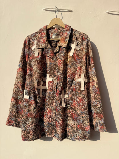 Customised velvet work patch Denim Jacket