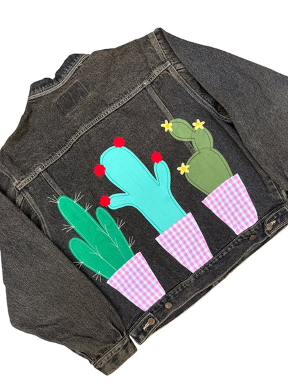 Upcycled Cactus Patch Denim Jacket