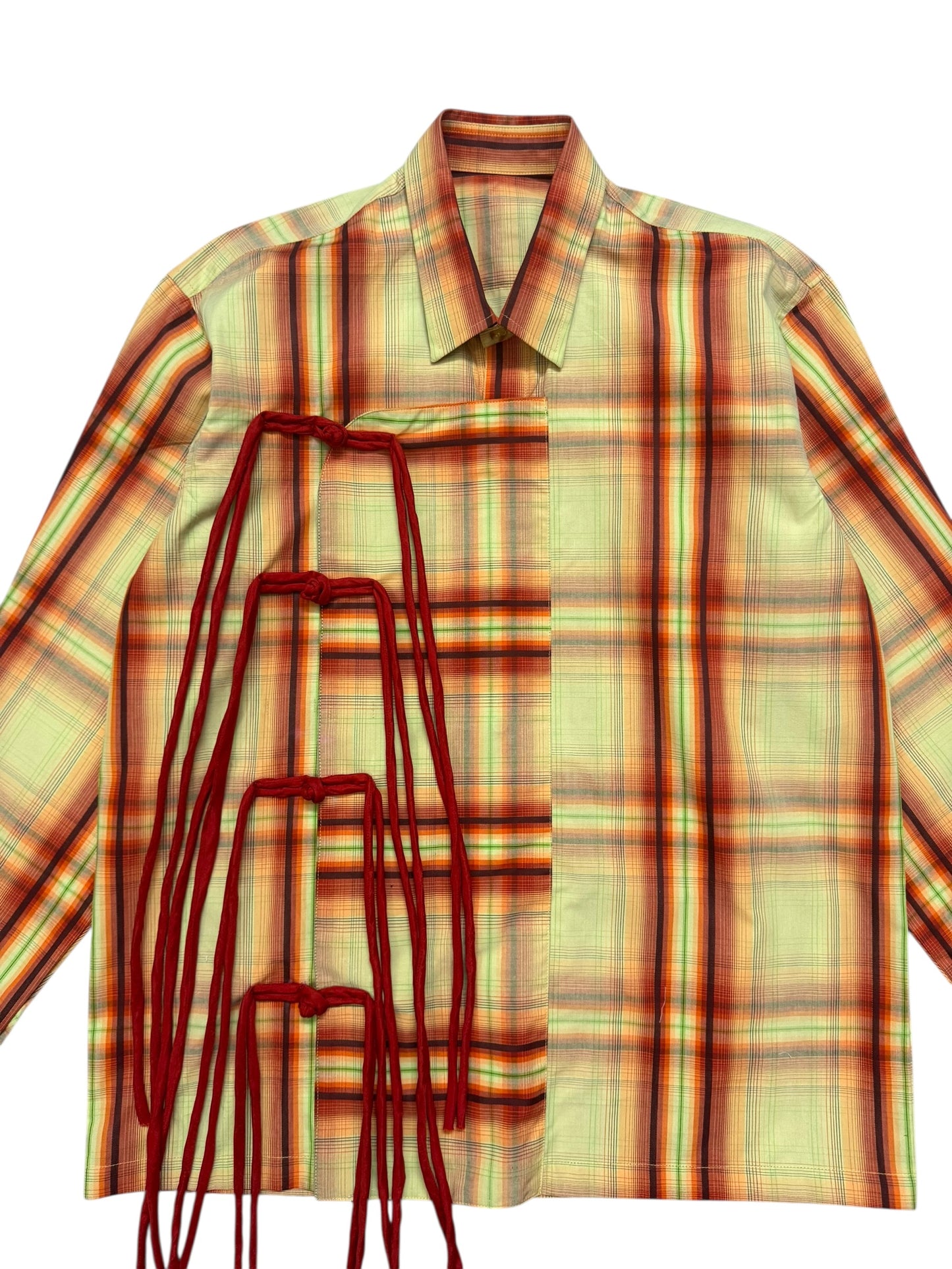 Cheongsam Orange Check 100% Cotton Shirt