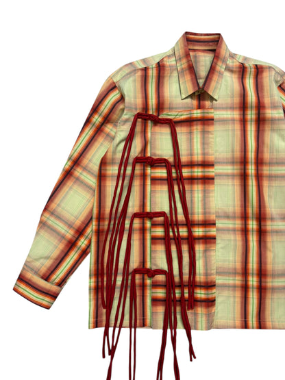 Cheongsam Orange Check 100% Cotton Shirt