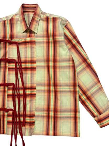 Cheongsam Orange Check 100% Cotton Shirt