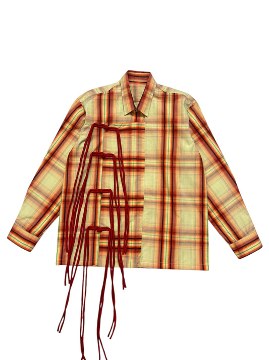 Cheongsam Orange Check 100% Cotton Shirt