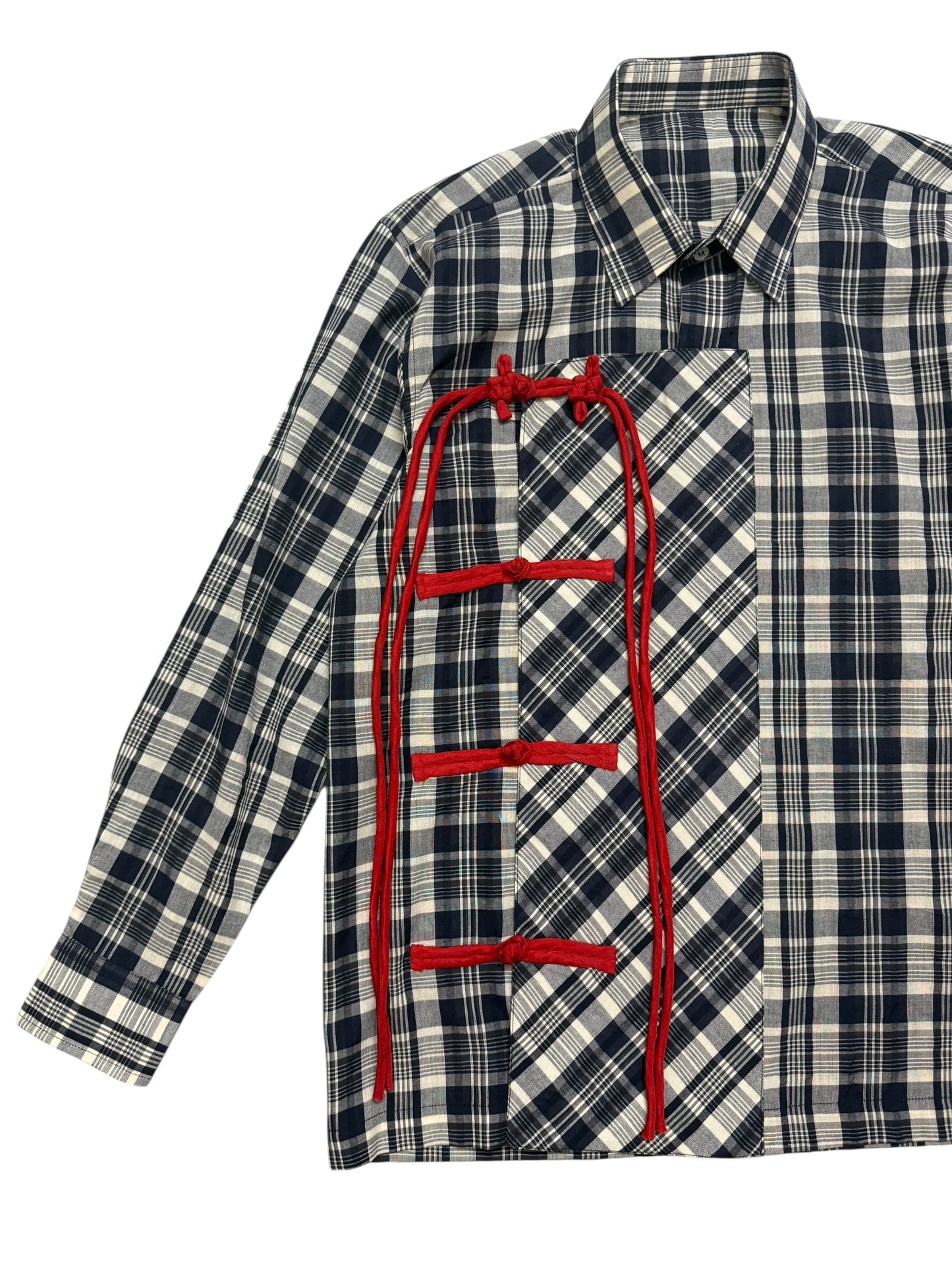 Cheongsam Black Check 100% Cotton Shirt