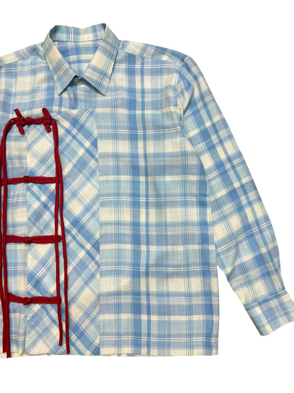 Cheongsam Blue 100% Cotton Shirt