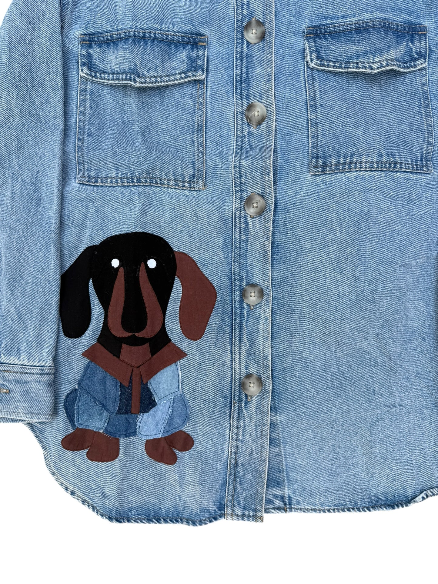 Upcycled Dog Patch Denim Jacket